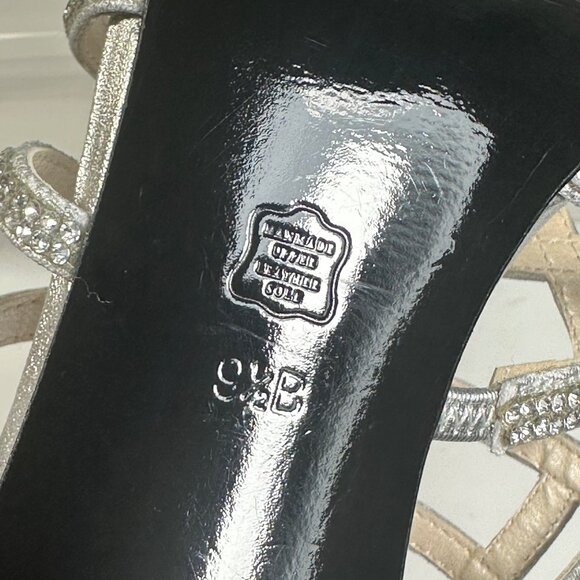 Caparros Womens Silver Strappy Rhinestone Stiletto Heels HOCO Sandals 9.5B - Picture 7 of 8